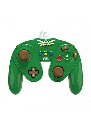 Manette Fight Pad Avec Fil / Classic Controller Pro Pour Wii / Wii U Par PDP - Link Verte