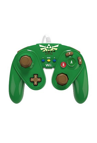 Manette Fight Pad Avec Fil / Classic Controller Pro Pour Wii / Wii U Par PDP - Link Verte