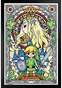 Affiche Encadrée The Legend of Zelda Wind Waker - Vitrail Zelda et Link 27 x 43 CM