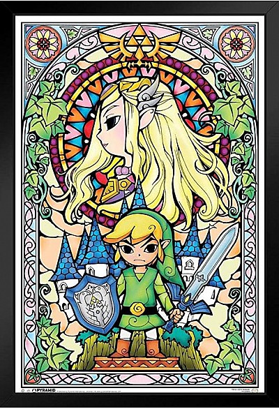 Affiche Encadrée The Legend of Zelda Wind Waker - Vitrail Zelda et Link 27 x 43 CM