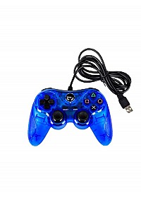 Manette Avec Fil USB (2 Mètres) Pour PS3 / Playstation 3 / PC Par TTX Tech - Bleue Transparente