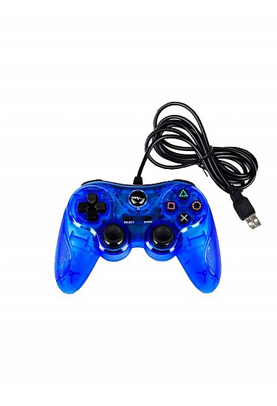 Manette Avec Fil USB (2 Mètres) Pour PS3 / Playstation 3 / PC Par TTX Tech - Bleue Transparente