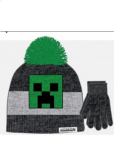 Ensemble Hivernal Minecraft par Bioworld - Tuque et Mitaine