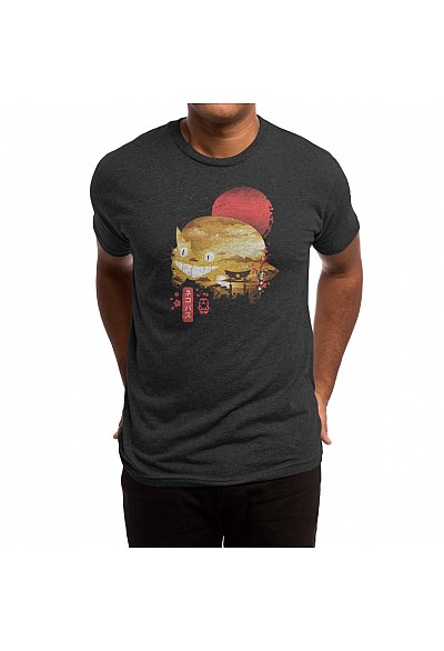 T-Shirt Threadless - Ukiyo e Cat (Asphalte)
