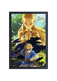 Affiche Encadrée Legend Of Zelda Breath Of The Wild Par Pyramid - Zelda Et Link 46 x 31 CM