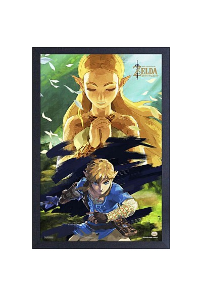 Affiche Encadrée Legend Of Zelda Breath Of The Wild Par Pyramid - Zelda Et Link 46 x 31 CM