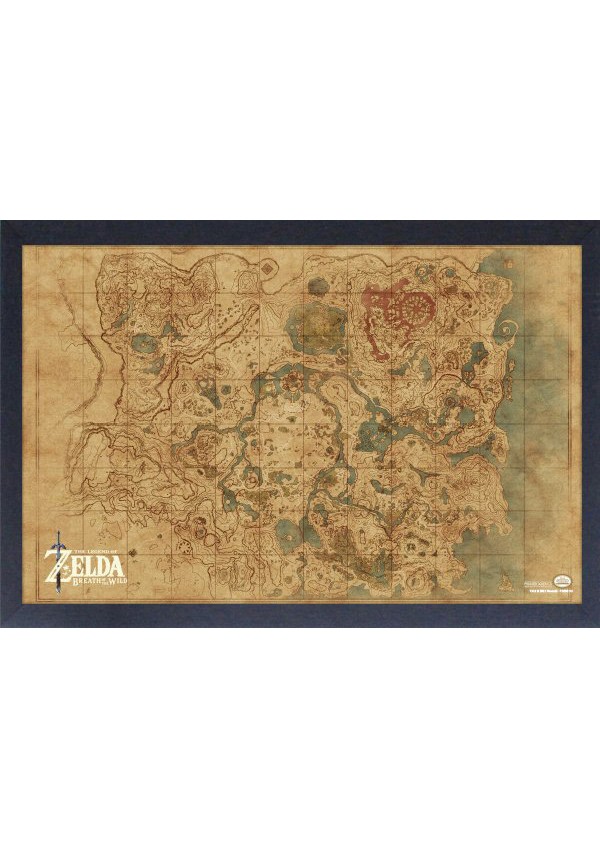 Affiche Encadrée Legend Of Zelda Breath Of The Wild Par Pyramid - World Map (46 x 31CM)