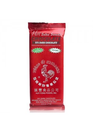 Tablette De Chocolat Noir 55% Infusé À La Sriracha Et Au Sel Rose De L'Hymalaya Par Huy Fong Foods
