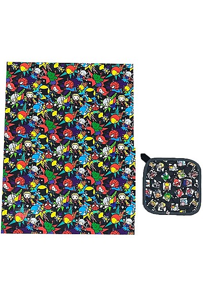 Ensemble Linge à Vaisselle et Mitaine à Four Marvel - Chibi Avengers 