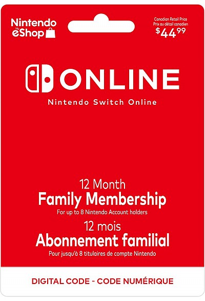 Carte Abonnement Familial En Ligne Nintendo Switch Online de 12 Mois