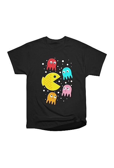 T-Shirt Threadless - Pac-Fish (Noir)