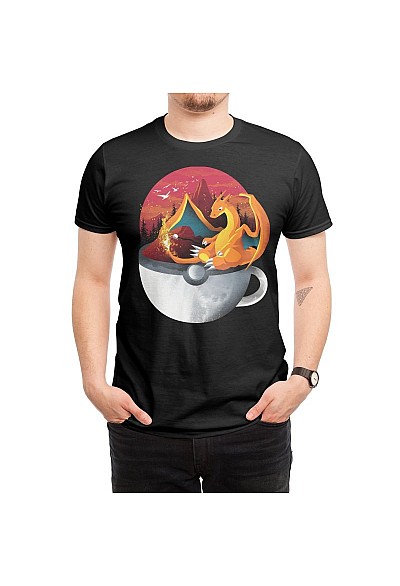 T-Shirt Threadless - Coffeemon Fire (Noir)