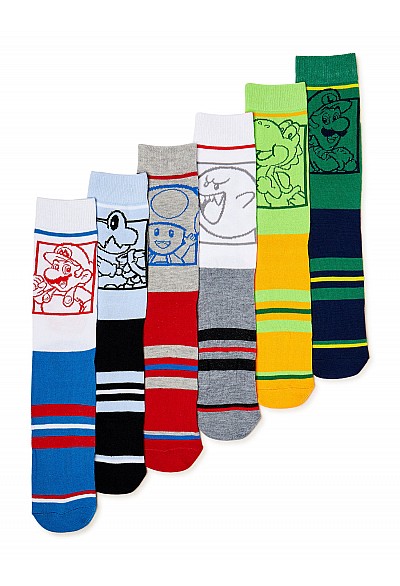 Chaussettes Super Mario Par Bioworld - Paquet De 6 Paires
