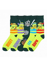 Ensemble De 5 Paires De Chaussettes TMNT Par Bioworld - Mikey, Donnie, Leo and Raph