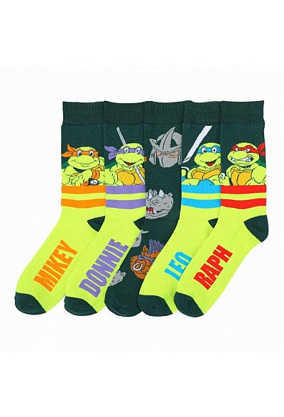 Ensemble De 5 Paires De Chaussettes TMNT Par Bioworld - Mikey, Donnie, Leo and Raph
