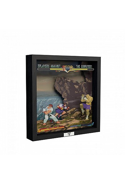 Cadre Diorama Shadow Box Street Fighter Alpha 2 Par Pixel Frames - A Dramatic Battle 23 x 23 CM