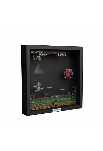 Cadre Diorama Shadow Box Ghost N' Goblins Par Pixel Frames - The Red Arremer 23 x 23 CM