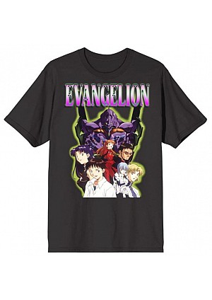 T-Shirt Evangelion - Personnages Clés (Noir)