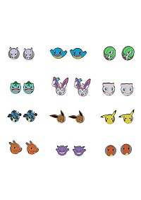 Ensemble de 12 Paires De Boucles d'Oreille Par Bioworld - Pokemon