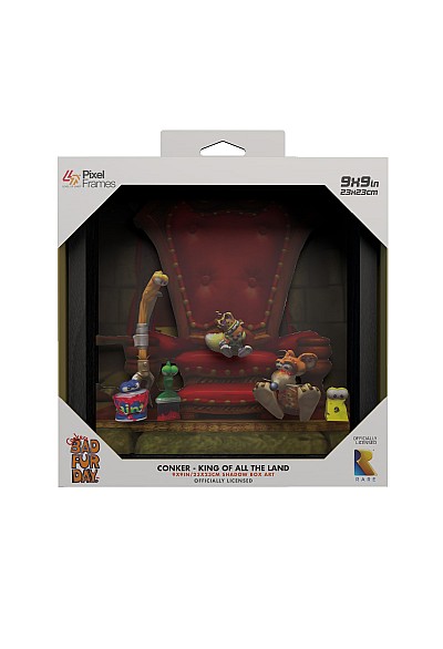 Cadre Diorama Shadow Box Conker's Bad Fur Day Par Pixel Frames - Roi De Toutes Les Terres 23 x 23 CM