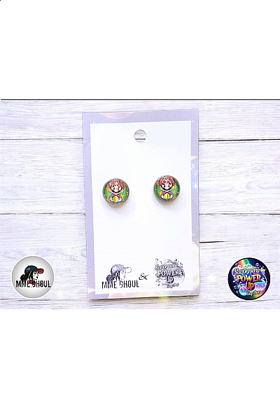 Boucles Style Boutons d'Oreilles Par Power Up - Chibi Mario