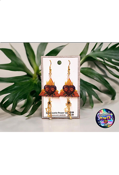 Boucles d'Oreilles Zelda Par Power Up - Majora's Mask et Triforce