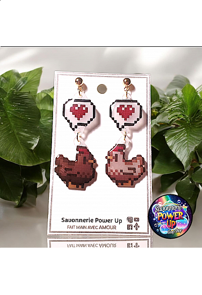 Boucles d'Oreilles Stardew Valley Par Power Up - Chicken