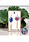 Boucles d'Oreilles Zelda Par Power Up - Heart Container et Rupee Bleu