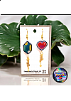 Boucles d'Oreilles Zelda Par Power Up - Coeur Rouge et Rupee Vert
