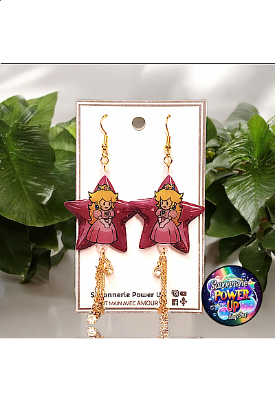 Boucles d'Oreilles Paper Mario Par Power Up - Peach