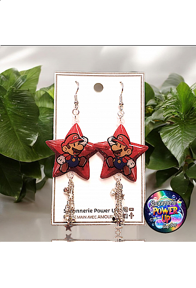 Boucles d'Oreilles Paper Mario Par Power Up - Mario