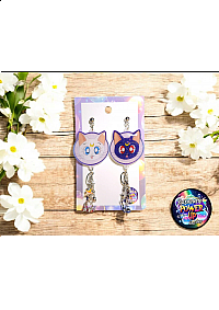 Boucles d'Oreilles Sailor Moon Par Power Up - Luna et Artemis