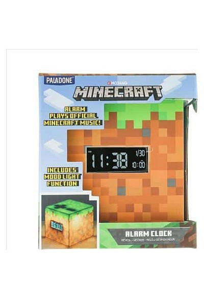 Réveille-Matin Digital Minecraft Par Paladone - Bloc De Terre 4 Pouces