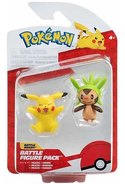 Figurines Pokemon First Partner Par Jazwares - Chespin & Pikachu 6 CM