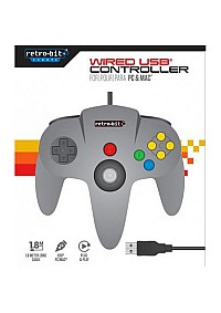 Manette Nintendo 64 (N64) Avec Fil USB Pour PC / Mac Par Retro-Bit - Grise