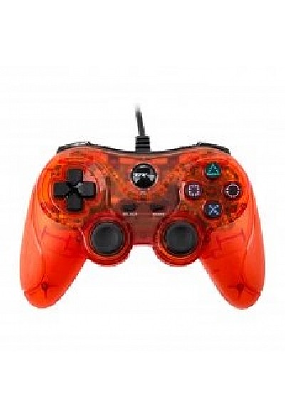 Manette Avec Fil USB (2 Mètres) Pour PS3 / Playstation 3 / PC Par TTX Tech - Rouge Transparente