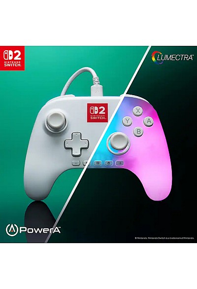Manette Advantage Lumectra Avec Fil USB Pour Nintendo Switch 2 Par PowerA - Blanc