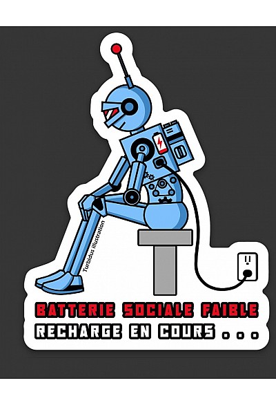 Autocollant Batterie Sociale Faible Par Turbidus Illustration