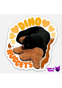 Autocollant Miaou-gnifique Par Cats Of Chaos - Chat Noir Et Croquette Dino