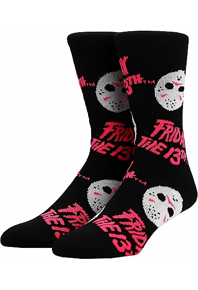 Chaussettes Friday the 13th - Motif Masque Et Ecritures Rose