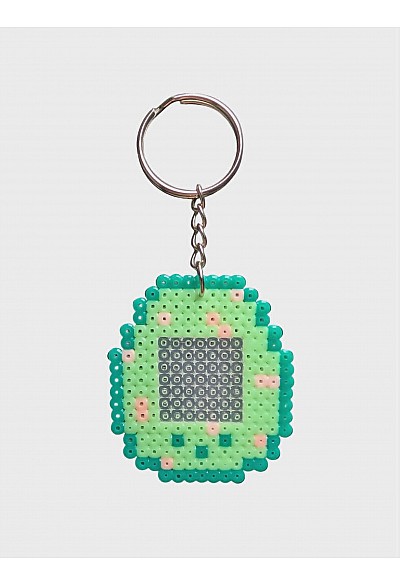 Porte Clef En Perles Tamagotchi Par Laeticia - Vert Fleuri