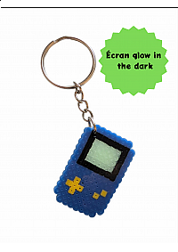 Porte clef en perles GameBoy par Laeticia - Bleu foncé et jaune