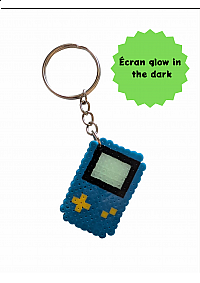 Porte clef en perles GameBoy par Laeticia - Bleu et jaune