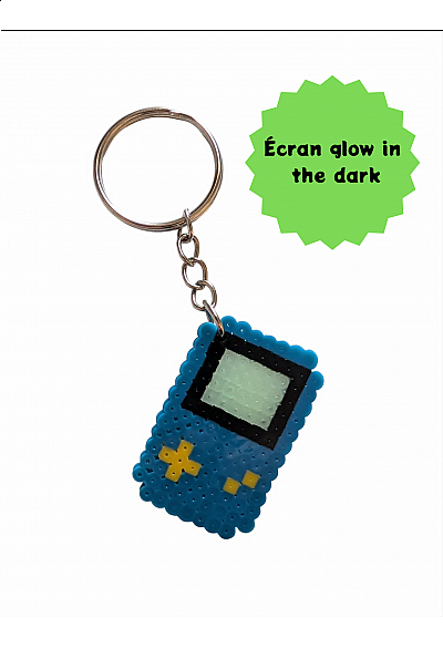 Porte clef en perles GameBoy par Laeticia - Bleu et jaune