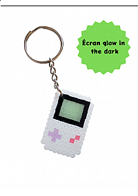 Porte clef en perles GameBoy par Laeticia - Blanc et rose