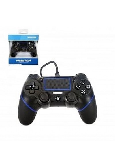 Manette Blue Phantom Avec Fil Pour PS4 Par Teknogame - Noire