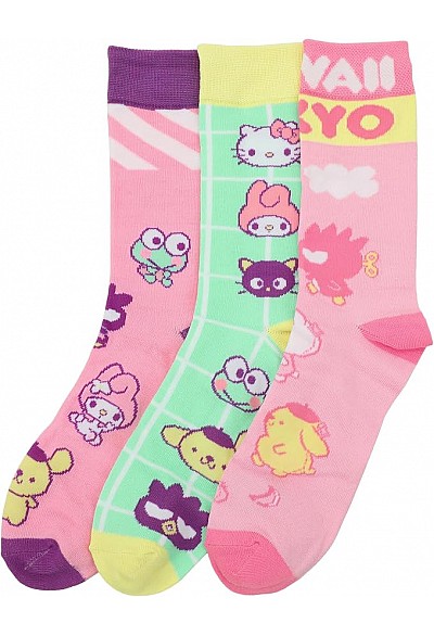 Ensemble De 3 Paires De Chaussettes Par Bioworld - Hello Kitty And Friends