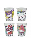 Kit de 4 Verres Hello Kitty (2 oz) - Hello Kitty Cinnamoroll Kuromi My Melody
