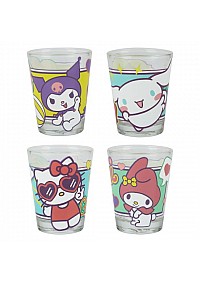 Kit de 4 Verres Hello Kitty (2 oz) - Hello Kitty Cinnamoroll Kuromi My Melody