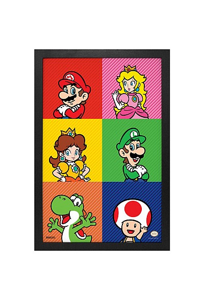 Affiche Encadrée Super Mario Bros Par Pyramid - Portraits Art Pop 27 x 43 CM
